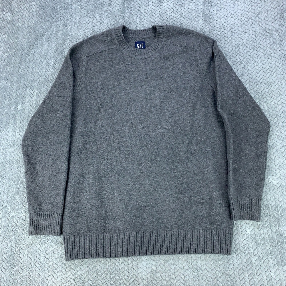 VTG Gap Sweater Men's Size Large Gray  Wool Blend Crew Neck Classic Pullover Y2K